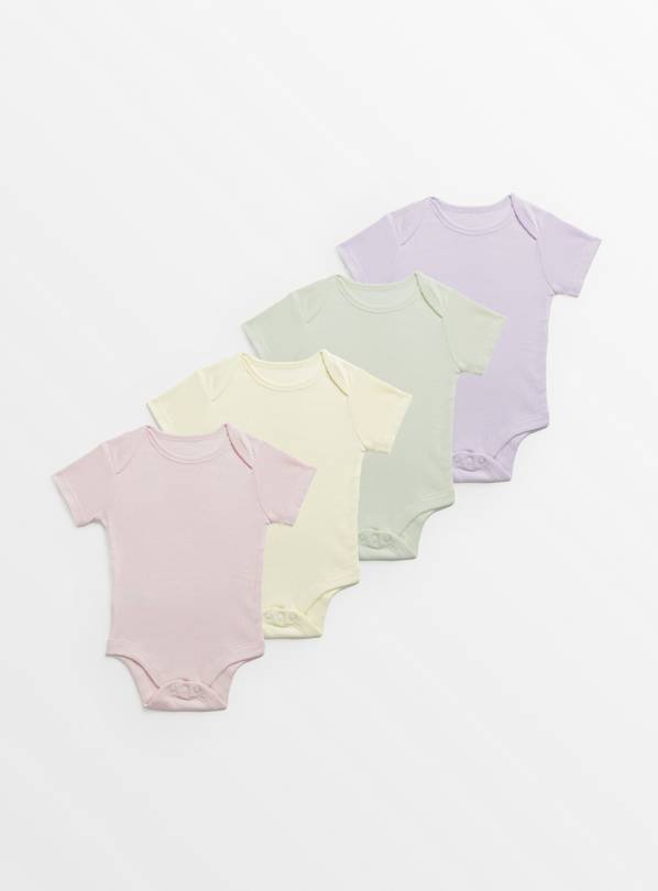 Pastel Ribbed Bodysuits 4 Pack Up to 3 mths